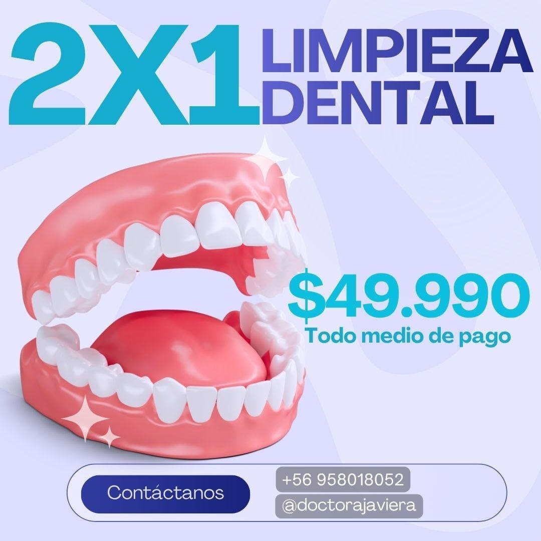 Promoción 2x1 en limpieza dental por $49.990, todo medio de pago